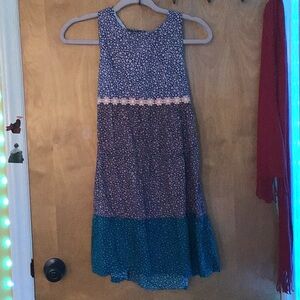 Floral Blue and Teal Kids Dress